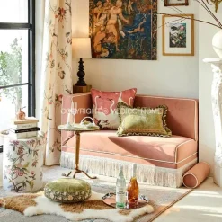 Luxuriöser Chenille-Kissenbezug mit Rüschen in Grün – Dekoratives 35x45-Kissen für stilvolle Wohndekoration