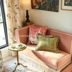 Luxuriöser Chenille-Kissenbezug mit Rüschen in Grün – Dekoratives 35x45-Kissen für stilvolle Wohndekoration