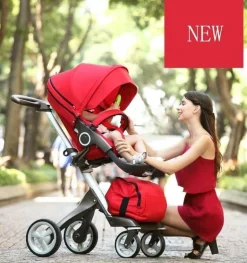Luxuriöser High-End-Kinderwagen in Rot – High Landscape Design