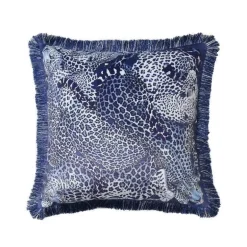 Luxuriöser Kissenbezug aus Samt – Rosa Leopard, doppelseitig mit Quasten