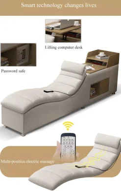 Luxuriöser Lederbettrahmen mit Massagesessel – Modernes multifunktionales Design