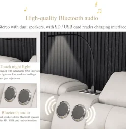 Luxuriöser Lederbettrahmen mit Massagesessel – Modernes multifunktionales Design