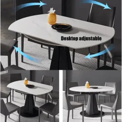 Luxuriöser ovaler ausziehbarer Marmor-Esstisch – Modernes Rock Plate Design