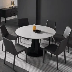 Luxuriöser ovaler ausziehbarer Marmor-Esstisch – Modernes Rock Plate Design