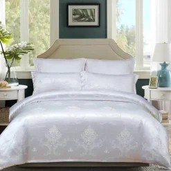 Luxuriöses Jacquard-Bettwäscheset für Kingsize-Betten – Bettbezug, Steppdecken, hochwertige Heimtextilien