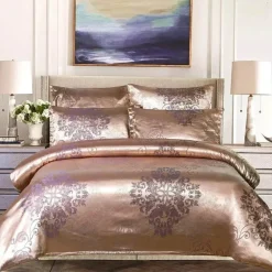 Luxuriöses Jacquard-Bettwäscheset für Kingsize-Betten – Bettbezug, Steppdecken, hochwertige Heimtextilien