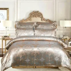 Luxuriöses Jacquard-Bettwäscheset für Kingsize-Betten – Bettbezug, Steppdecken, hochwertige Heimtextilien