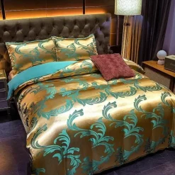 Luxuriöses Jacquard-Bettwäscheset für Kingsize-Betten – Bettbezug, Steppdecken, hochwertige Heimtextilien