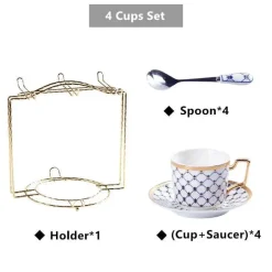 Luxuriöses Kaffee- und Teeservice aus goldenem Bone China – elegante Porzellankeramik