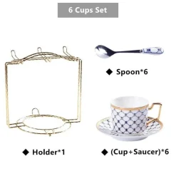 Luxuriöses Kaffee- und Teeservice aus goldenem Bone China – elegante Porzellankeramik