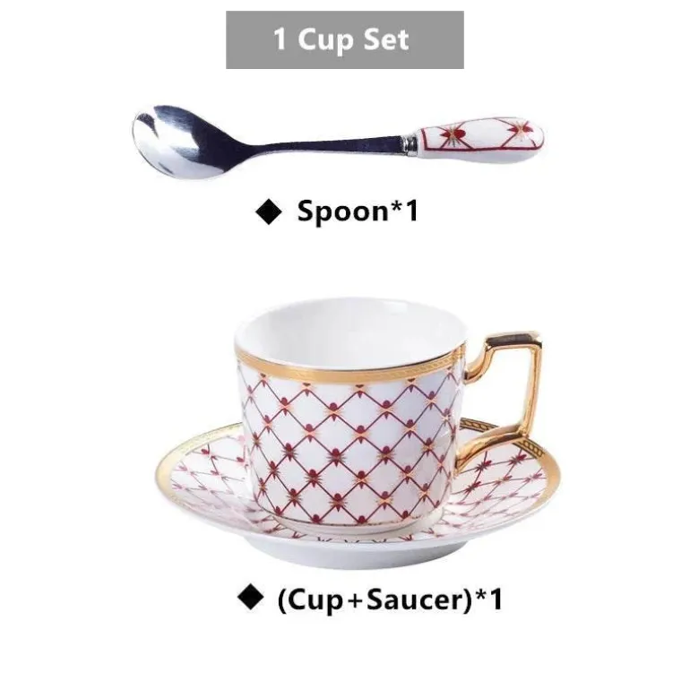 Luxuriöses Kaffee- und Teeservice aus goldenem Bone China – elegante Porzellankeramik