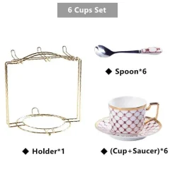 Luxuriöses Kaffee- und Teeservice aus goldenem Bone China – elegante Porzellankeramik