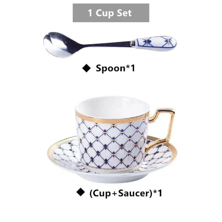 Luxuriöses Kaffee- und Teeservice aus goldenem Bone China – elegante Porzellankeramik