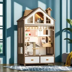 Luxuriöses Katzenhaus aus Holz – gemütlicher Unterschlupf für den Innenbereich