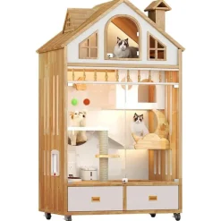 Luxuriöses Katzenhaus aus Holz – gemütlicher Unterschlupf für den Innenbereich