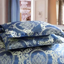 Luxuriöses Kingsize-Bettbezug-Set aus Satin-Jacquard – einfarbige Bettwäsche