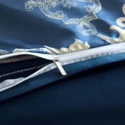 Luxuriöses Kingsize-Bettbezug-Set aus Satin-Jacquard – einfarbige Bettwäsche