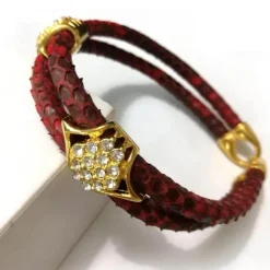 Luxuriöses Pythonlederarmband - Modeschmuck mit Goldakzent