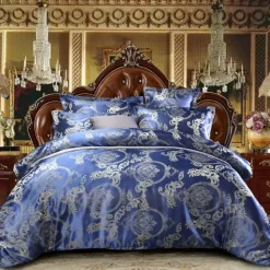 Luxuriöses Satin-Jacquard-Bettbezug-Set – Bettwäsche mit Reißverschluss