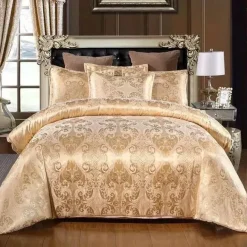 Luxuriöses Satin-Jacquard-Bettbezug-Set – Bettwäsche mit Reißverschluss