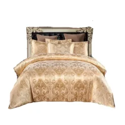 Luxuriöses Satin-Jacquard-Bettbezug-Set – Bettwäsche mit Reißverschluss