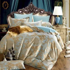 Luxuriöses Satin-Jacquard-Bettbezug-Set – Bettwäsche mit Reißverschluss