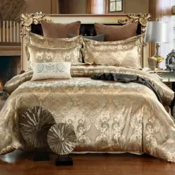 Luxuriöses Satin-Jacquard-Bettbezug-Set – Bettwäsche mit Reißverschluss