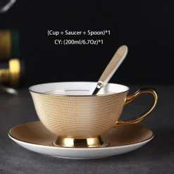 Luxuriöses Tee- und Kaffeeset aus goldenem Bone China – elegantes Trinkgeschirr aus Porzellan