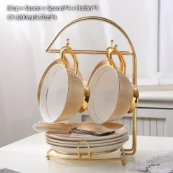 Luxuriöses Tee- und Kaffeeset aus goldenem Bone China – elegantes Trinkgeschirr aus Porzellan