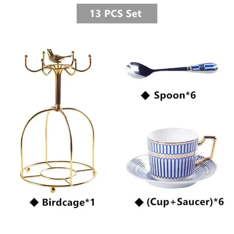 Luxuriöses Tee- und Kaffeeset aus Bone China – Elegantes Trinkgeschirr aus goldfarbenem Porzellan