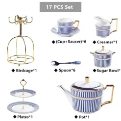 Luxuriöses Tee- und Kaffeeset aus Bone China – Elegantes Trinkgeschirr aus goldfarbenem Porzellan