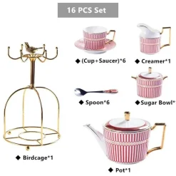 Luxuriöses Tee- und Kaffeeset aus Bone China – Elegantes Trinkgeschirr aus goldfarbenem Porzellan