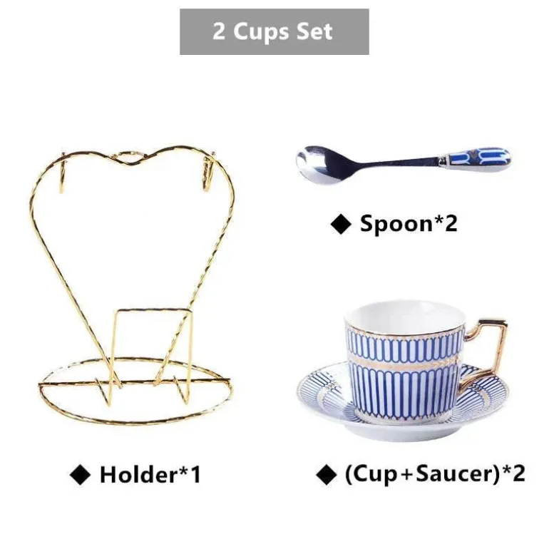 Luxuriöses Tee- und Kaffeeset aus Bone China – Elegantes Trinkgeschirr aus goldfarbenem Porzellan