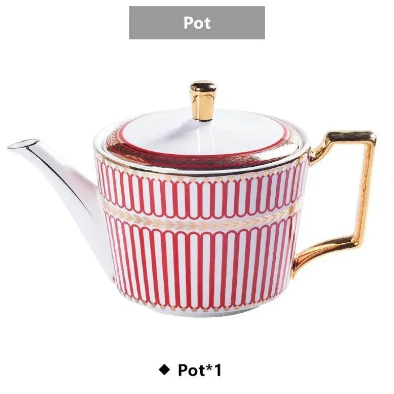 Luxuriöses Tee- und Kaffeeset aus Bone China – Elegantes Trinkgeschirr aus goldfarbenem Porzellan
