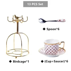 Luxuriöses Tee- und Kaffeeset aus Bone China – Elegante Kanne und Tassen aus goldfarbenem Porzellan