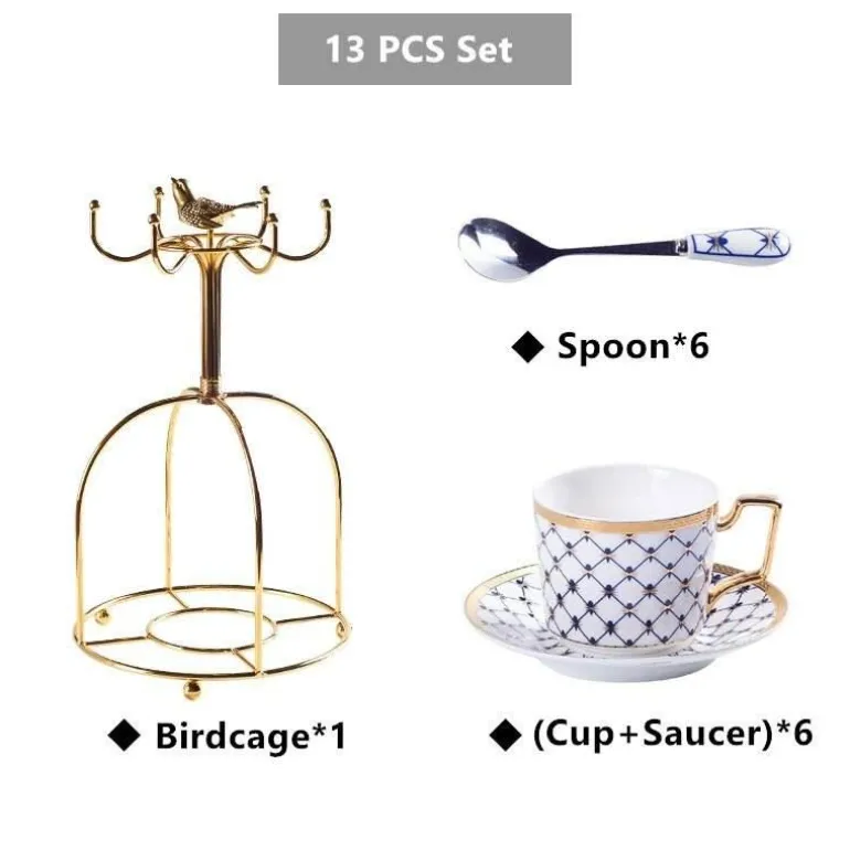 Luxuriöses Tee- und Kaffeeset aus Bone China – Elegante Kanne und Tassen aus goldfarbenem Porzellan
