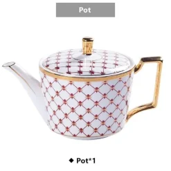 Luxuriöses Tee- und Kaffeeset aus Bone China – Elegante Kanne und Tassen aus goldfarbenem Porzellan
