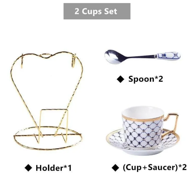 Luxuriöses Tee- und Kaffeeset aus Bone China – Elegante Kanne und Tassen aus goldfarbenem Porzellan