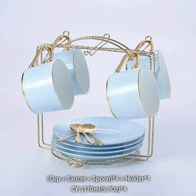 Luxuriöses Tee- und Kaffeeset aus Porzellan – Teekanne mit Tassen aus Bone China