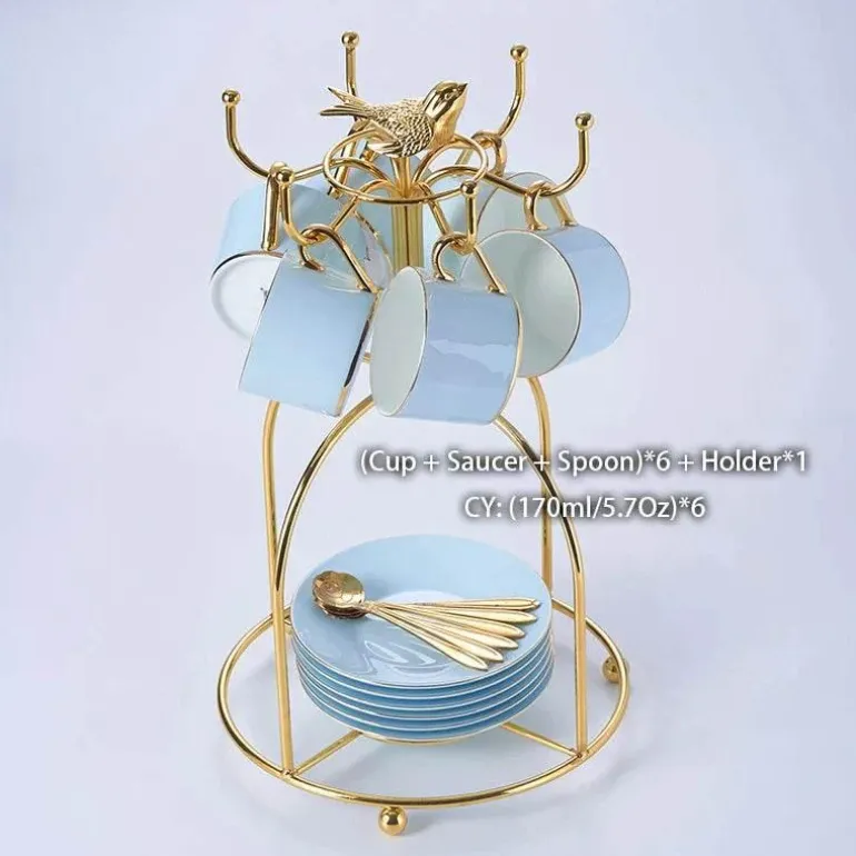 Luxuriöses Tee- und Kaffeeset aus Porzellan – Teekanne mit Tassen aus Bone China
