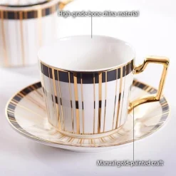 Luxuriöses Tee- und Kaffeeset aus Bone China – Trinkgeschirr aus Porzellan mit Goldeinlage