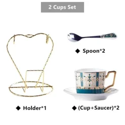 Luxuriöses Tee- und Kaffeeset aus goldenem Bone China – nordisches Porzellan, Teekanne, Tassen, Zuckerdose, Milchkännchen