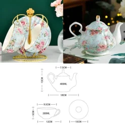 Luxuriöses Teeservice aus Bone China – Elegantes Teekannen-/Tassenset