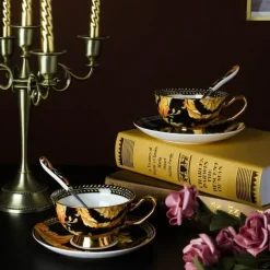 Luxuriöses Teetassen-Set aus Bone China – Elegante Kaffeetassen im europäischen Stil