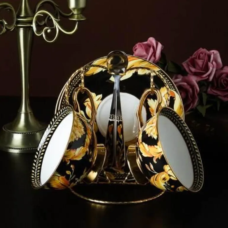 Luxuriöses Teetassen-Set aus Bone China – Elegante Kaffeetassen im europäischen Stil