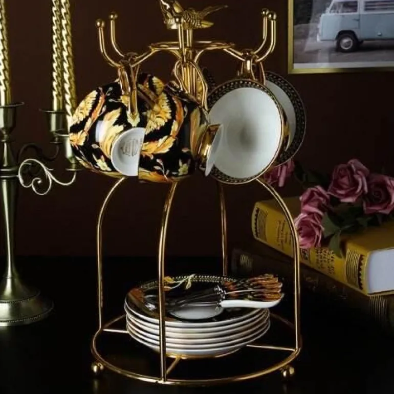 Luxuriöses Teetassen-Set aus Bone China – Elegante Kaffeetassen im europäischen Stil