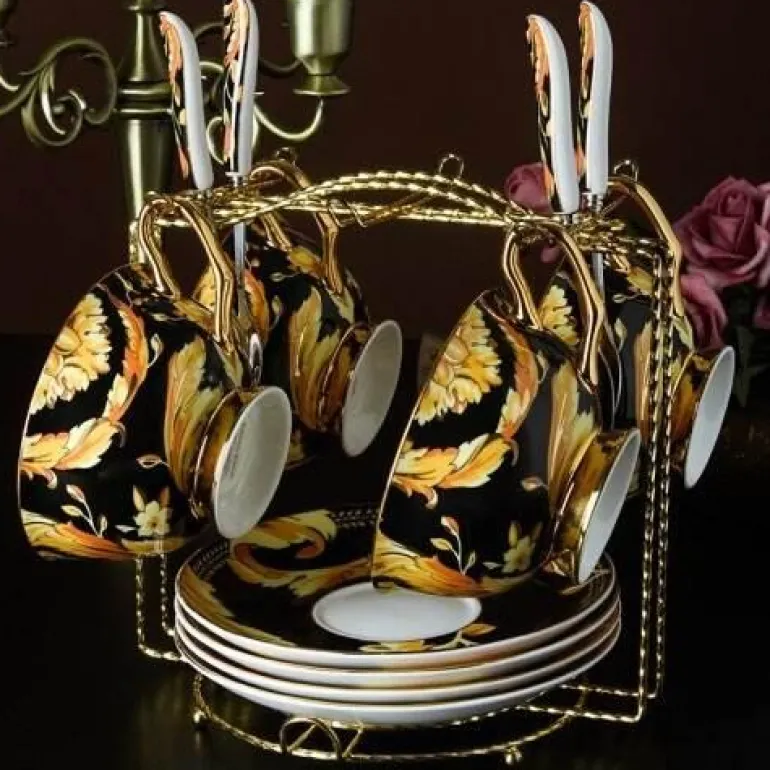 Luxuriöses Teetassen-Set aus Bone China – Elegante Kaffeetassen im europäischen Stil