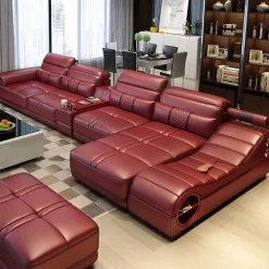 Luxury Leather Sofa Set - Elegant Multifunctional Design