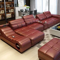 Luxury Leather Sofa Set - Elegant Multifunctional Design