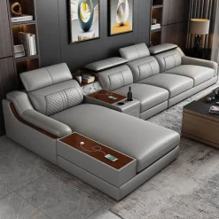 Luxury Leather Sofa Set - Elegant Multifunctional Design